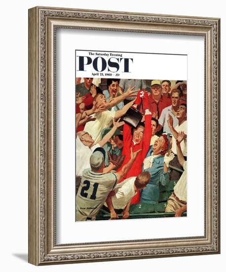 "Grandma Catches Fly-ball," Saturday Evening Post Cover, April 23, 1960-Richard Sargent-Framed Giclee Print