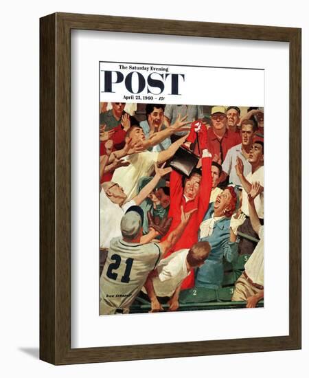 "Grandma Catches Fly-ball," Saturday Evening Post Cover, April 23, 1960-Richard Sargent-Framed Giclee Print