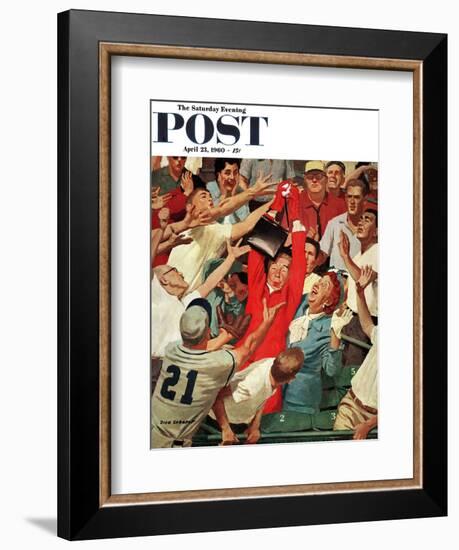 "Grandma Catches Fly-ball," Saturday Evening Post Cover, April 23, 1960-Richard Sargent-Framed Giclee Print