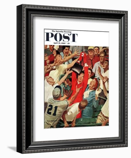 "Grandma Catches Fly-ball," Saturday Evening Post Cover, April 23, 1960-Richard Sargent-Framed Giclee Print