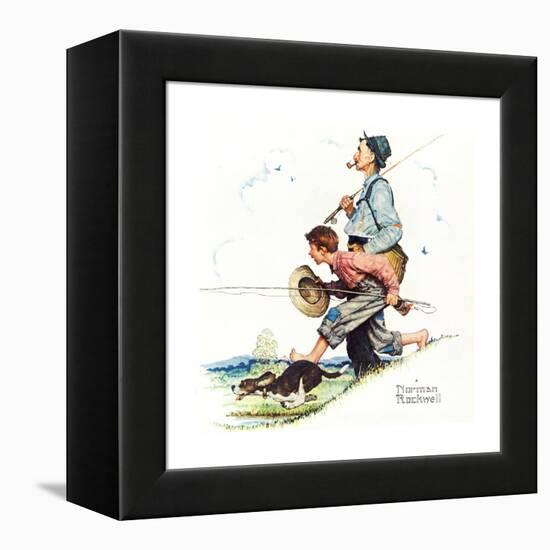 Grandpa and Me: Fishing-Norman Rockwell-Framed Premier Image Canvas