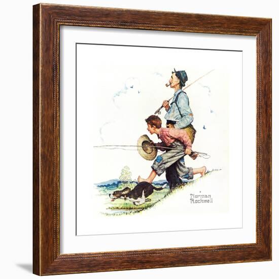 Grandpa and Me: Fishing-Norman Rockwell-Framed Giclee Print