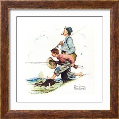 Grandpa and Me: Fishing' Giclee Print - Norman Rockwell