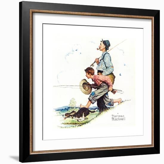 Grandpa and Me: Fishing-Norman Rockwell-Framed Giclee Print