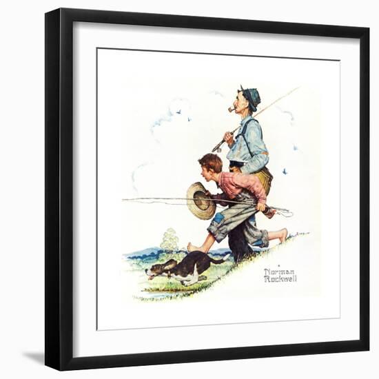 Grandpa and Me: Fishing-Norman Rockwell-Framed Giclee Print