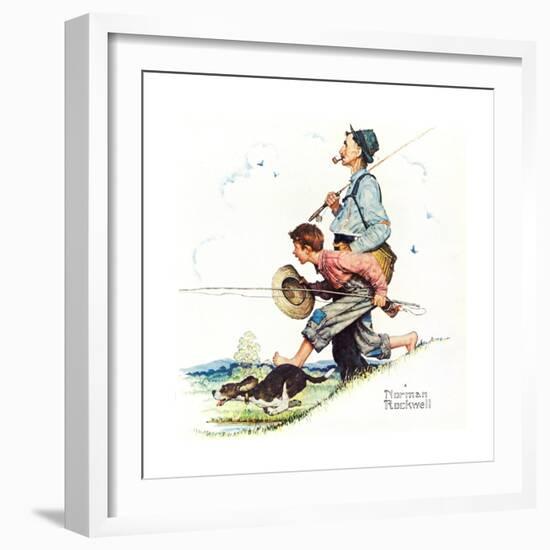 Grandpa and Me: Fishing-Norman Rockwell-Framed Giclee Print