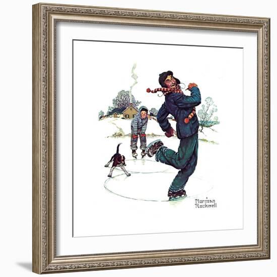 Grandpa and Me: Ice Skating-Norman Rockwell-Framed Giclee Print