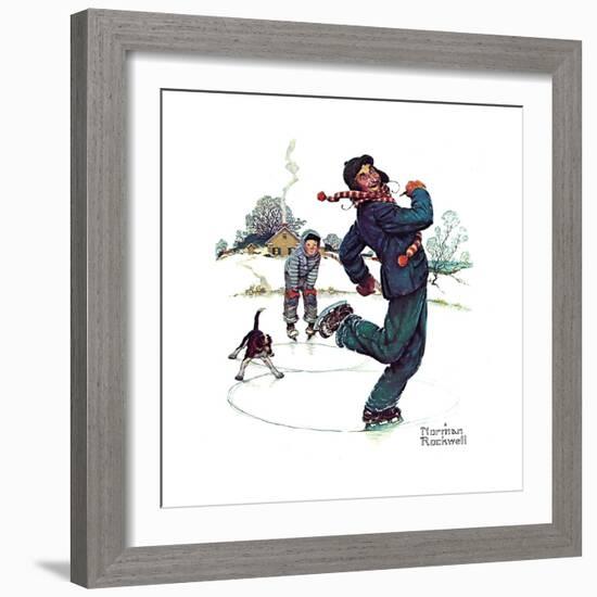 Grandpa and Me: Ice Skating-Norman Rockwell-Framed Giclee Print