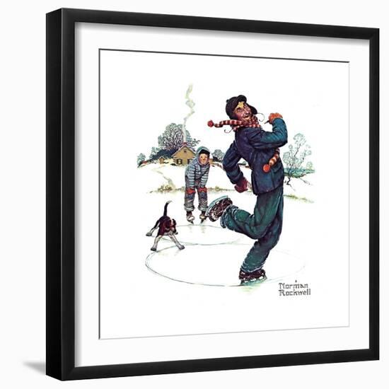 Grandpa and Me: Ice Skating-Norman Rockwell-Framed Giclee Print