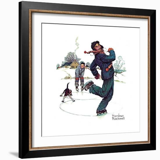 Grandpa and Me: Ice Skating-Norman Rockwell-Framed Giclee Print