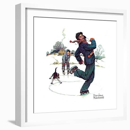 Grandpa and Me: Ice Skating-Norman Rockwell-Framed Giclee Print