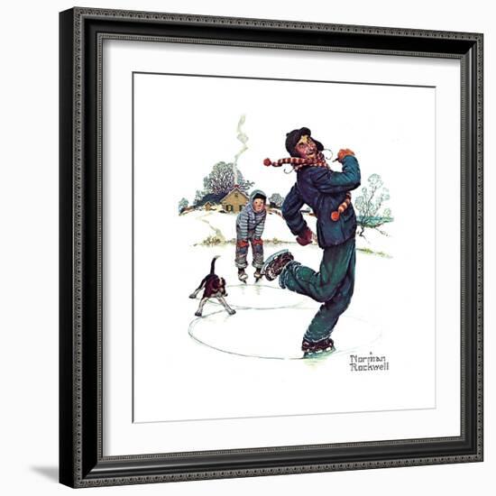 Grandpa and Me: Ice Skating-Norman Rockwell-Framed Giclee Print