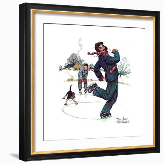 Grandpa and Me: Ice Skating-Norman Rockwell-Framed Giclee Print