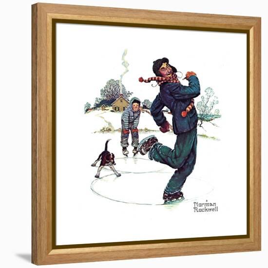 Grandpa and Me: Ice Skating-Norman Rockwell-Framed Premier Image Canvas