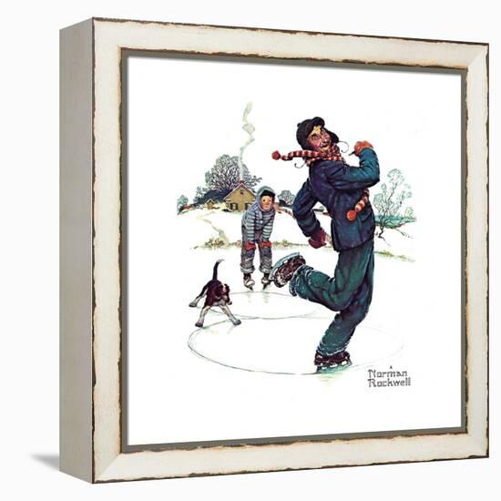 Grandpa and Me: Ice Skating-Norman Rockwell-Framed Premier Image Canvas