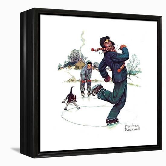 Grandpa and Me: Ice Skating-Norman Rockwell-Framed Premier Image Canvas