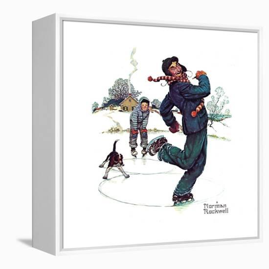Grandpa and Me: Ice Skating-Norman Rockwell-Framed Premier Image Canvas