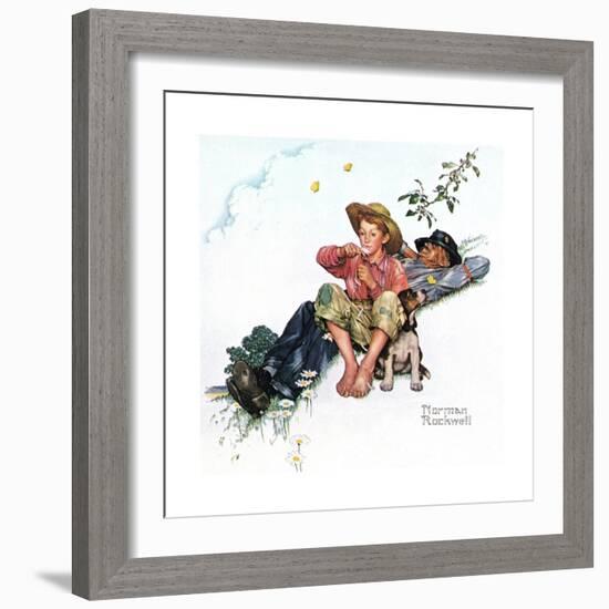 Grandpa and Me: Picking Daisies-Norman Rockwell-Framed Giclee Print