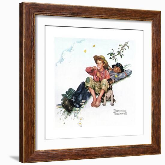 Grandpa and Me: Picking Daisies-Norman Rockwell-Framed Giclee Print