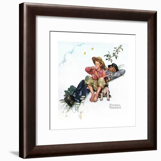 Grandpa and Me: Picking Daisies-Norman Rockwell-Framed Giclee Print