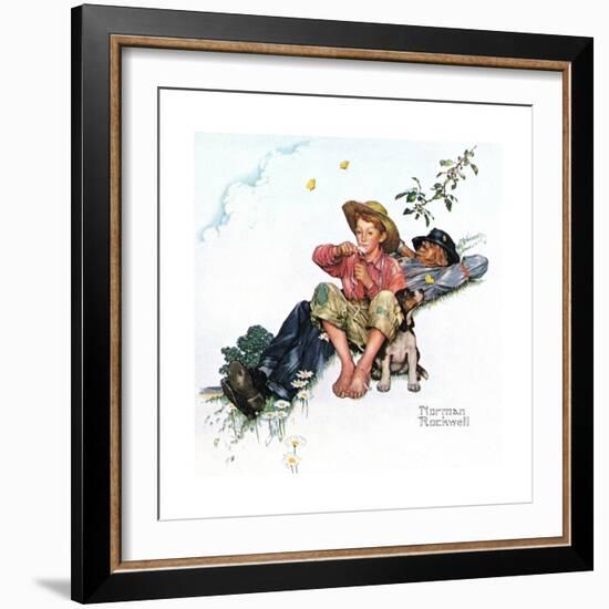 Grandpa and Me: Picking Daisies-Norman Rockwell-Framed Giclee Print