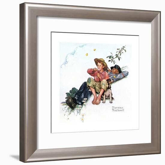 Grandpa and Me: Picking Daisies-Norman Rockwell-Framed Giclee Print