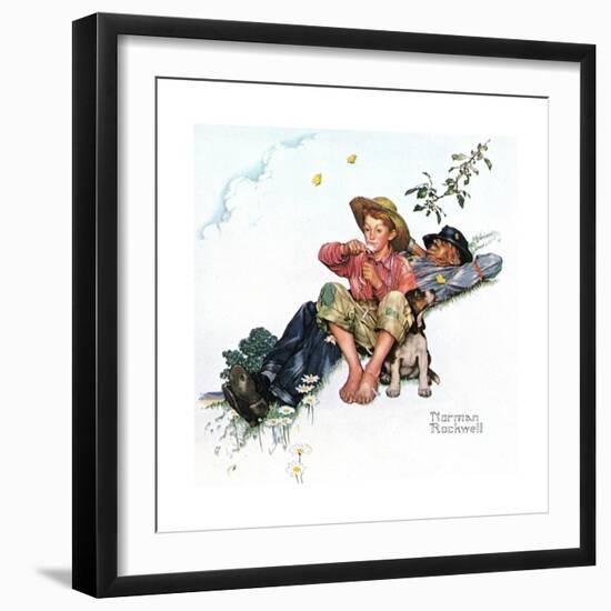 Grandpa and Me: Picking Daisies-Norman Rockwell-Framed Giclee Print