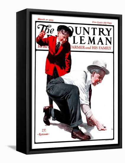 "Grandpa Goes Knuckles Down," Country Gentleman Cover, March 10, 1923-J.F. Kernan-Framed Premier Image Canvas