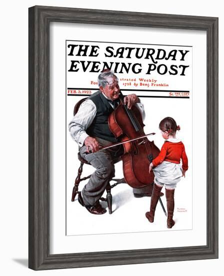 "Grandpa's Little Ballerina" Saturday Evening Post Cover, February 3,1923-Norman Rockwell-Framed Giclee Print