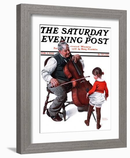 "Grandpa's Little Ballerina" Saturday Evening Post Cover, February 3,1923-Norman Rockwell-Framed Giclee Print