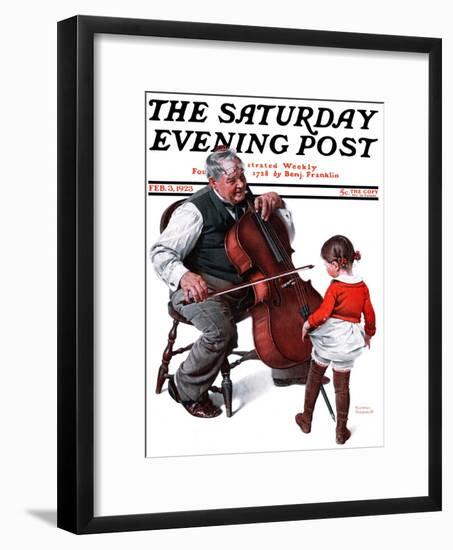 "Grandpa's Little Ballerina" Saturday Evening Post Cover, February 3,1923-Norman Rockwell-Framed Giclee Print