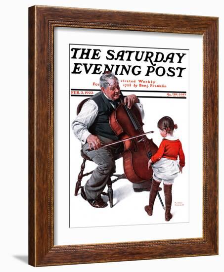 "Grandpa's Little Ballerina" Saturday Evening Post Cover, February 3,1923-Norman Rockwell-Framed Giclee Print