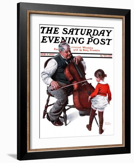 "Grandpa's Little Ballerina" Saturday Evening Post Cover, February 3,1923-Norman Rockwell-Framed Giclee Print