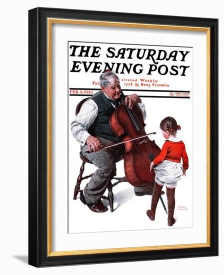 "Grandpa's Little Ballerina" Saturday Evening Post Cover, February 3,1923-Norman Rockwell-Framed Giclee Print