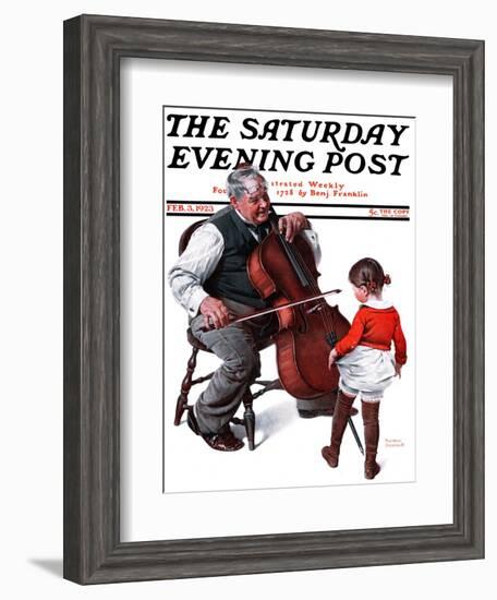 "Grandpa's Little Ballerina" Saturday Evening Post Cover, February 3,1923-Norman Rockwell-Framed Giclee Print