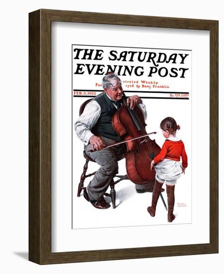 "Grandpa's Little Ballerina" Saturday Evening Post Cover, February 3,1923-Norman Rockwell-Framed Giclee Print