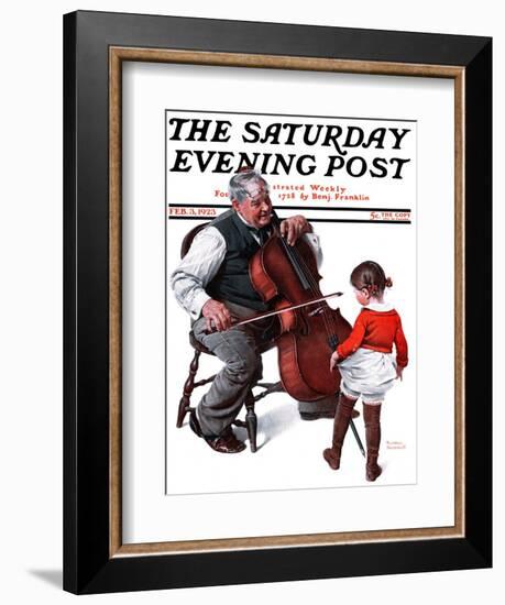 "Grandpa's Little Ballerina" Saturday Evening Post Cover, February 3,1923-Norman Rockwell-Framed Giclee Print