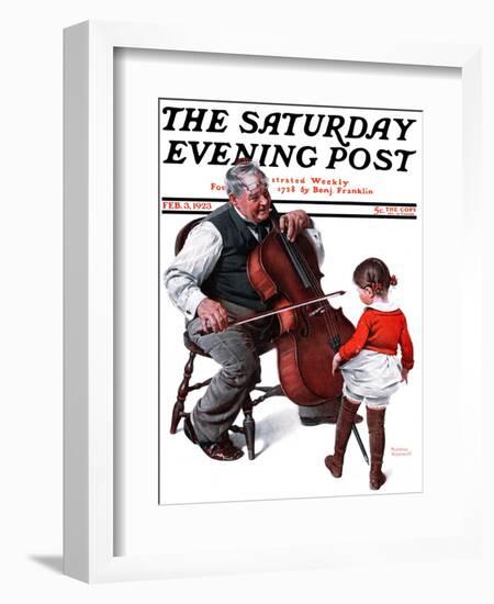 "Grandpa's Little Ballerina" Saturday Evening Post Cover, February 3,1923-Norman Rockwell-Framed Giclee Print