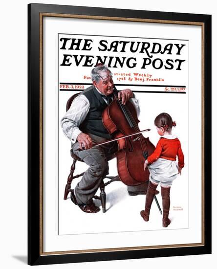 "Grandpa's Little Ballerina" Saturday Evening Post Cover, February 3,1923-Norman Rockwell-Framed Giclee Print