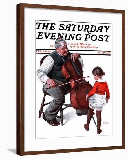 "Grandpa's Little Ballerina" Saturday Evening Post Cover, February 3,1923-Norman Rockwell-Framed Giclee Print