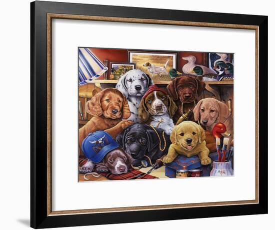 Grandpa's Puppies-Jenny Newland-Framed Giclee Print