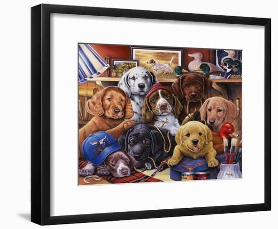 Grandpa's Puppies-Jenny Newland-Framed Giclee Print