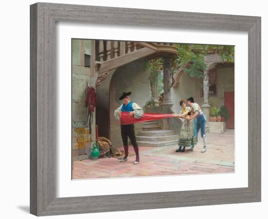 Grandpa's Sash (Oil on Panel)-Jean or Jehan Georges Vibert-Framed Giclee Print