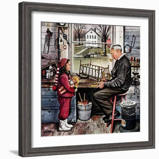 "Grandpa's Workshop," November 12, 1949-Stevan Dohanos-Framed Giclee Print