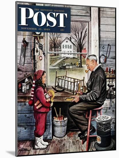 "Grandpa's Workshop," Saturday Evening Post Cover, November 12, 1949-Stevan Dohanos-Mounted Giclee Print