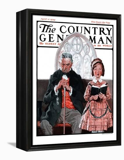 "Grandpa Sleeps, Girl Sings in Church," Country Gentleman Cover, April 11, 1925-William Meade Prince-Framed Premier Image Canvas