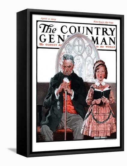 "Grandpa Sleeps, Girl Sings in Church," Country Gentleman Cover, April 11, 1925-William Meade Prince-Framed Premier Image Canvas