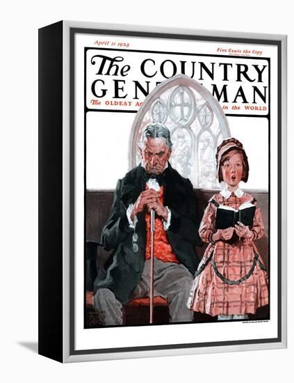 "Grandpa Sleeps, Girl Sings in Church," Country Gentleman Cover, April 11, 1925-William Meade Prince-Framed Premier Image Canvas