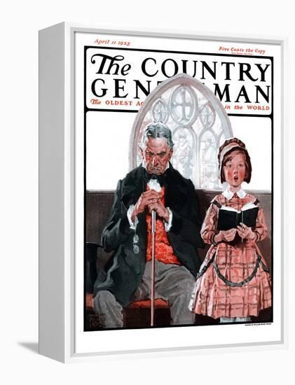 "Grandpa Sleeps, Girl Sings in Church," Country Gentleman Cover, April 11, 1925-William Meade Prince-Framed Premier Image Canvas