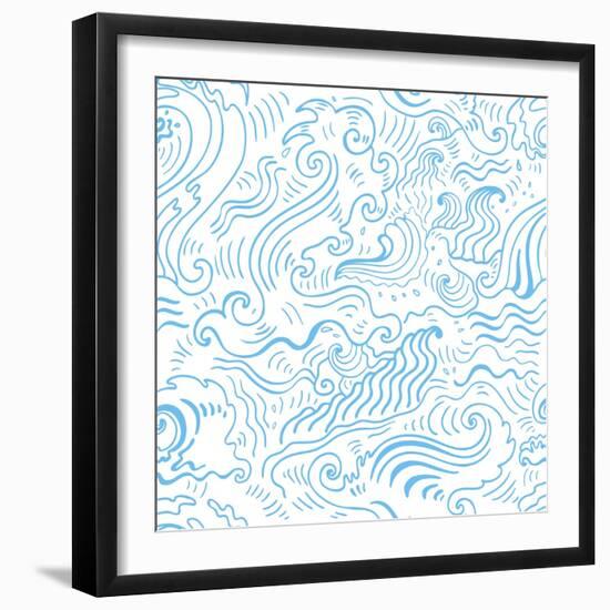 Grange Sea Background. Seamless Hand-Drawn Vector Illustration-Katyau-Framed Art Print